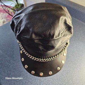 SOLD - Allure Vintage Genuine Muir Black Leather Chain & Studded Unisex Cap